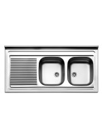 Lavello Inox 120x50 da appoggio 2vasche Dx